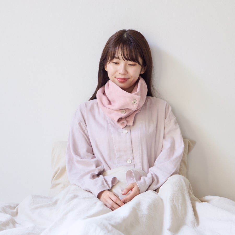 ハンドメイドスタイ　ネックウォーマー　きょん様 新色】クムコ 首のおふとん 8重ガーゼネックウォーマー ボタン付き